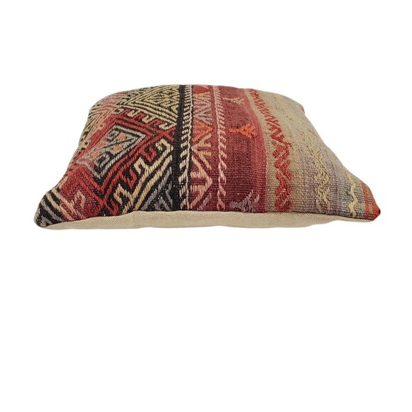 IKEA Vintage Inspired Kilim Throw Pillow 16"x16" Square Handmade In Turkey - Picture 5 of 8